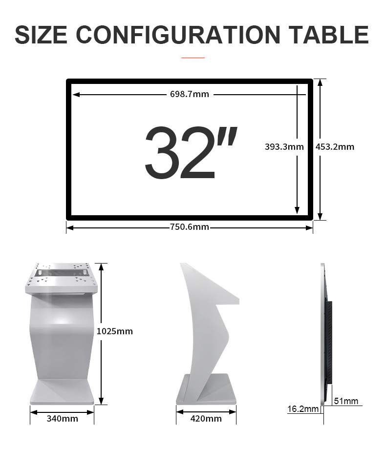 Information Checking TouchScreen Kiosk With Camera Vertical self Service Interactive Kiosk