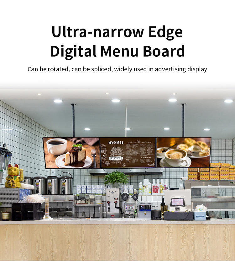 32 43 55 inch 4K Android media player indoor display restaurant touch order screen boards for restaurants digital menu board