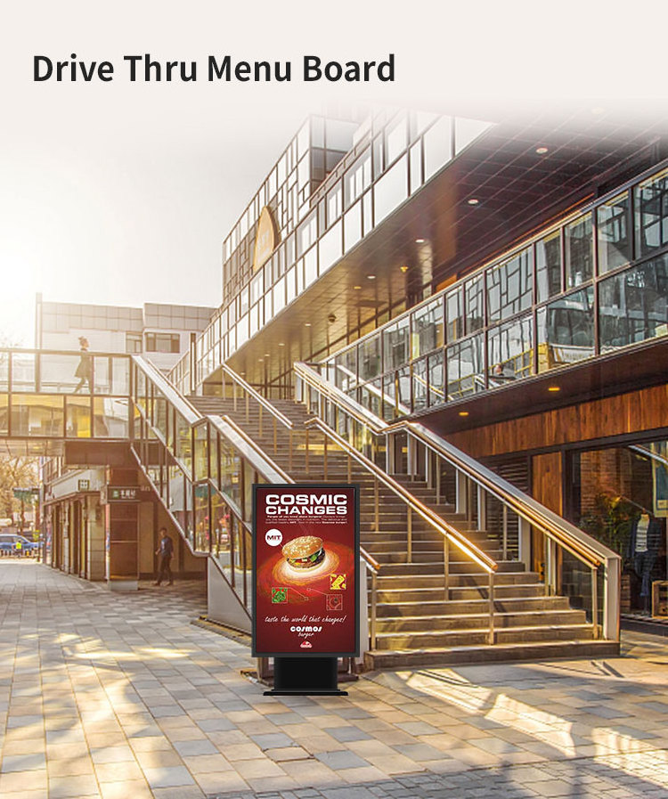 43 49 55 65 inch waterproof outdoor menu display screen digital signage restaurants drive thru menu board