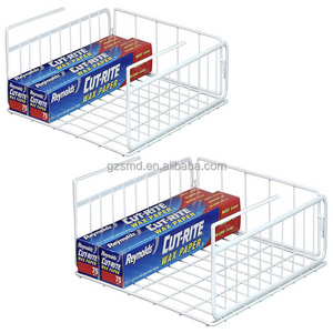 2 Packs Under Shelf Basket White Wire Foldable Under Shelf Basket Kitchen Under Shelf Storage Basket