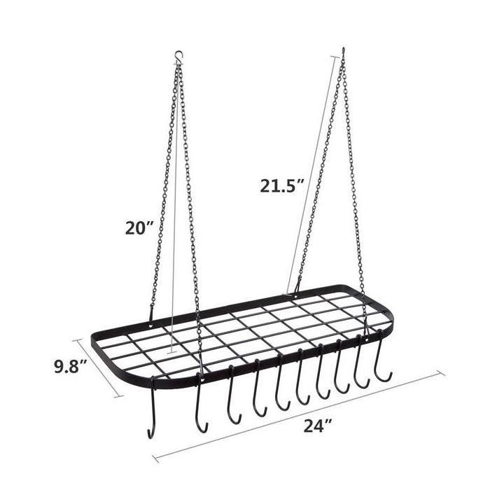 Black Wrought Iron Kitchen Hanging Pot Pan Organizer Rack Ceiling Mount Cookware Organizer Rack