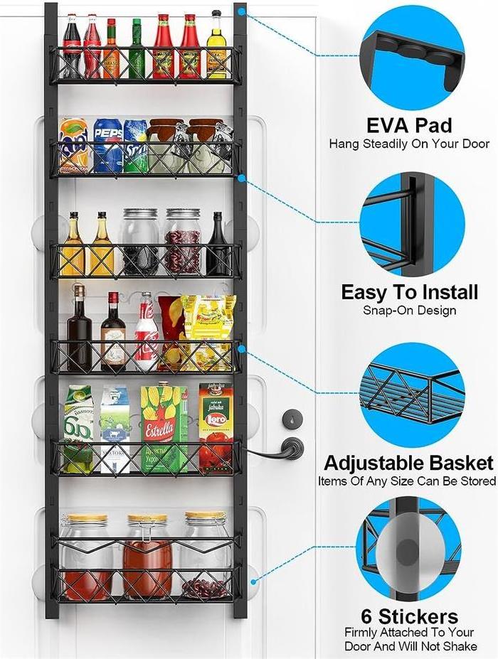 Manufacture Kitchen Pantry Organizer OEM ODM Over the Door Pantry Organizer Metal Wire Pantry Door Organizer