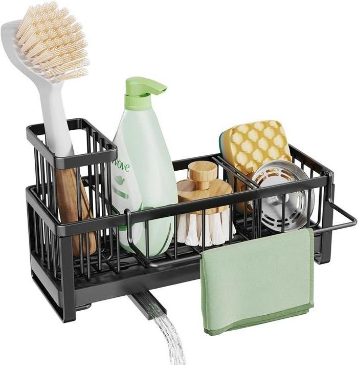 OEM ODM Sink Caddy Sponge Holder for Kitchen Stainless Steel Sink Caddy Sponge Holder Kitchen Sink Caddy with Brush Holder