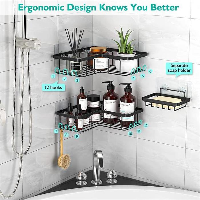 3 Pack Corner Shower Caddy Bathroom Shelf Stainless Steel Shower Caddy Corner Wall Mounted Corner Shower Caddy