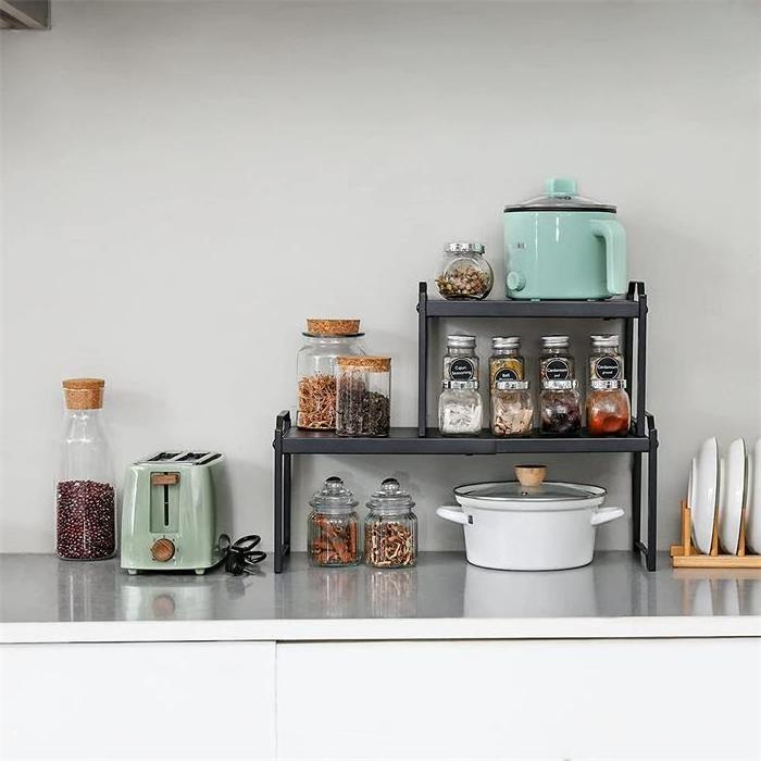 OEM ODM Kitchen Cabinet Organizer Shelf Metal Kitchen Organizer Shelf Expendable Kitchen Rack Shelf Storage Cabinet