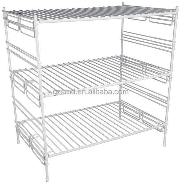 White Wire Kitchen Rack Shelf Storage Cabinet Adjustable Upper Cabinet Shelf Metal Wire Cabinet Helper Shelf