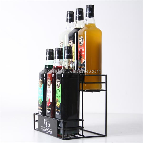 Tabletop Black Metal Wire 2 Tiers Syrup Bottle Holder Stand Countertop Syrup Bottle Display Rack