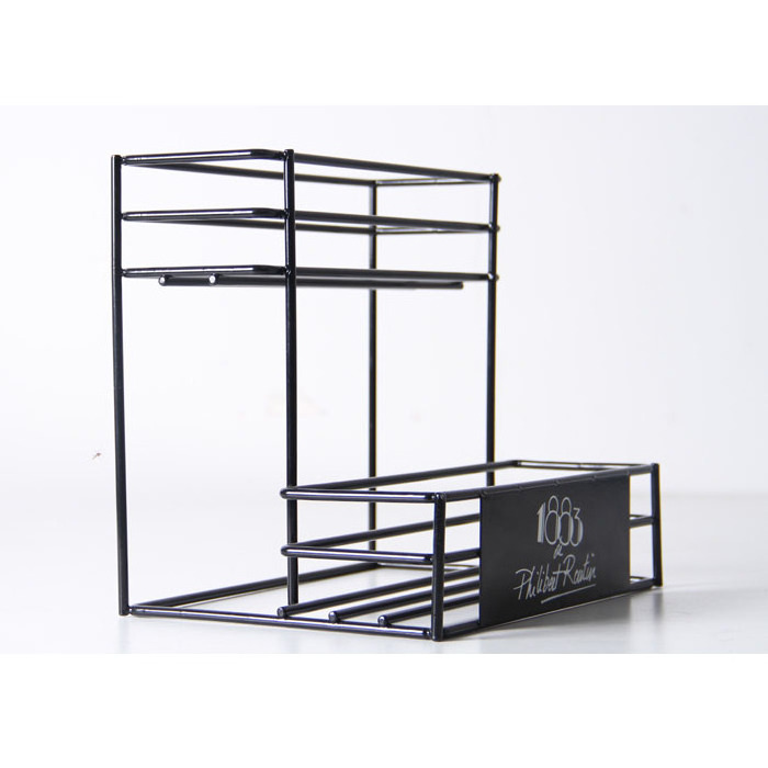 Tabletop Black Metal Wire 2 Tiers Syrup Bottle Holder Stand Countertop Syrup Bottle Display Rack