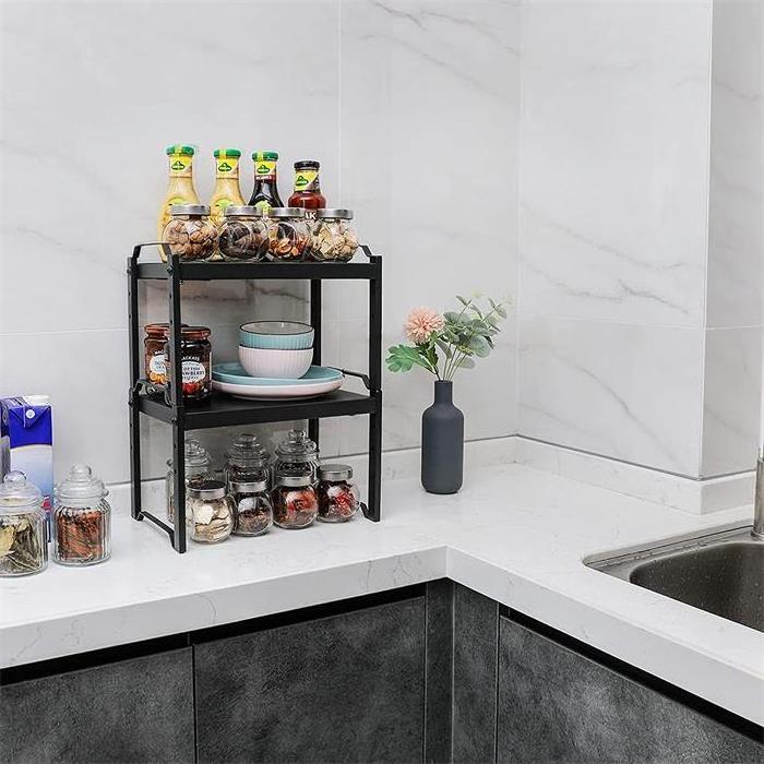 OEM ODM Kitchen Cabinet Organizer Shelf Metal Kitchen Organizer Shelf Expendable Kitchen Rack Shelf Storage Cabinet