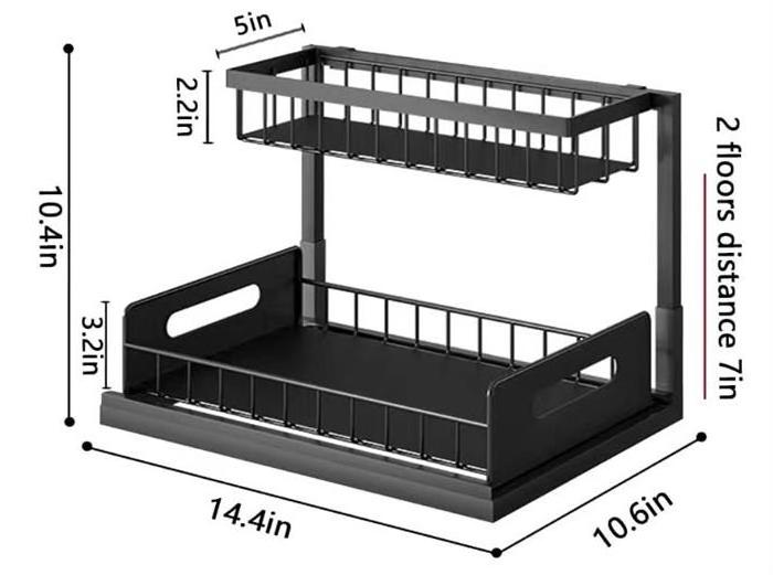 Guangdong Factory Customized Under Sink Organizer 2 Tier Under Sink Pull out Organizer Metal Wire Bathroom Organizer Under Sink