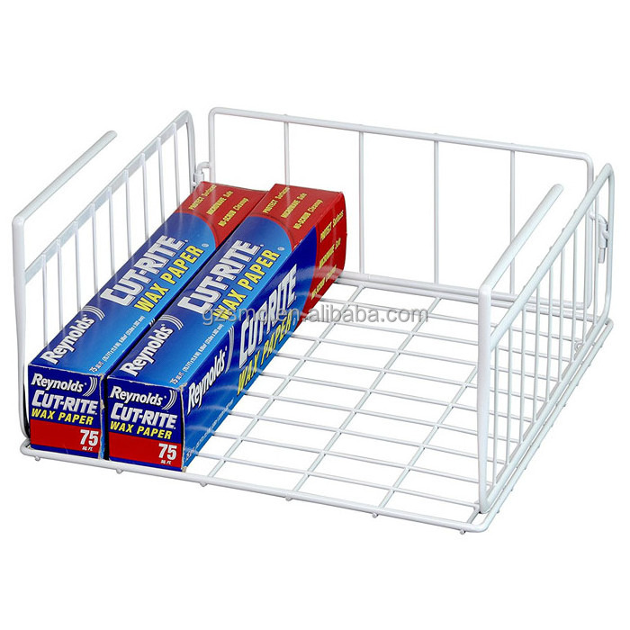 2 Packs Under Shelf Basket White Wire Foldable Under Shelf Basket Kitchen Under Shelf Storage Basket