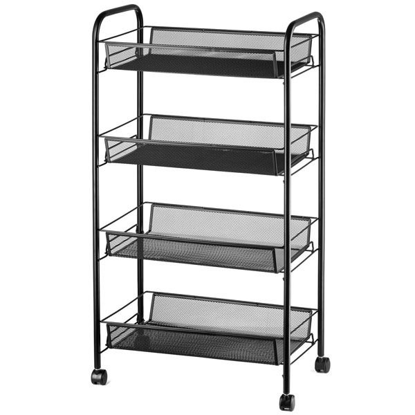 Wholesale 4 Tiers Slim Storage Cart for Laundry Metal Laundry Cart with Wheels Folding Laundry Cart