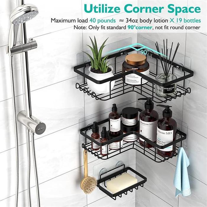 3 Pack Corner Shower Caddy Bathroom Shelf Stainless Steel Shower Caddy Corner Wall Mounted Corner Shower Caddy