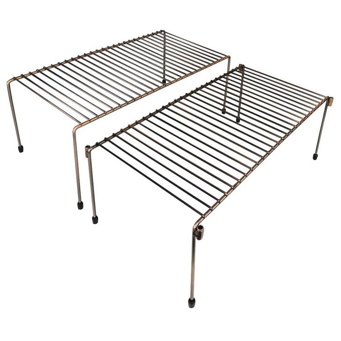 2 Tier Metal Wire Kitchen Stackable Cabinet Shelf