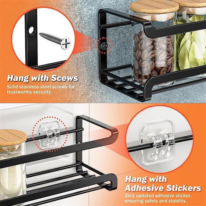 4 Pack Spice Rack Wall Mount Metal Spice Rack Organizer Kitchen Wire Hanging Spice Rack