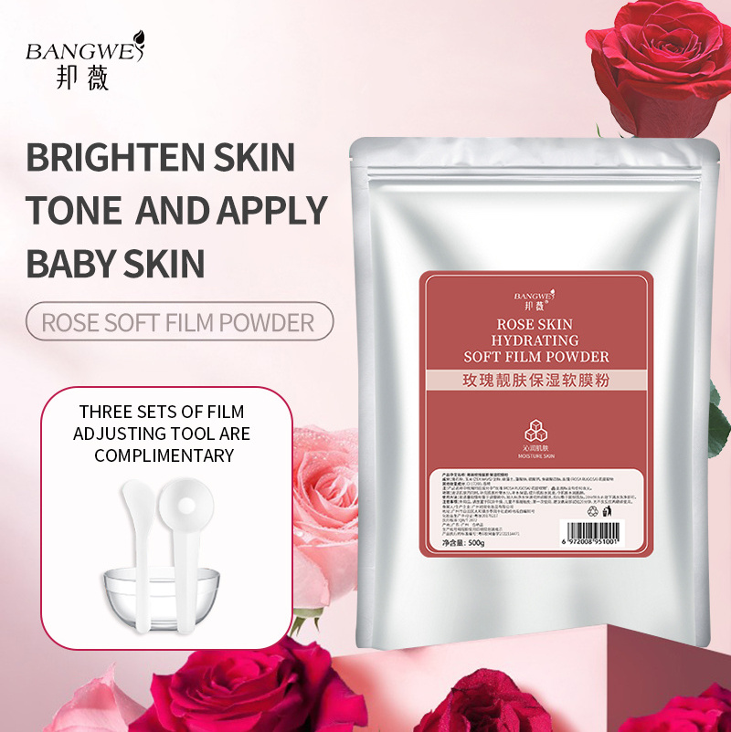 OEM BANGWEI cosmetics Rose Cooling Collagen Firming Face Powder Mask Crystal Clay Mask Powder Soft film powder