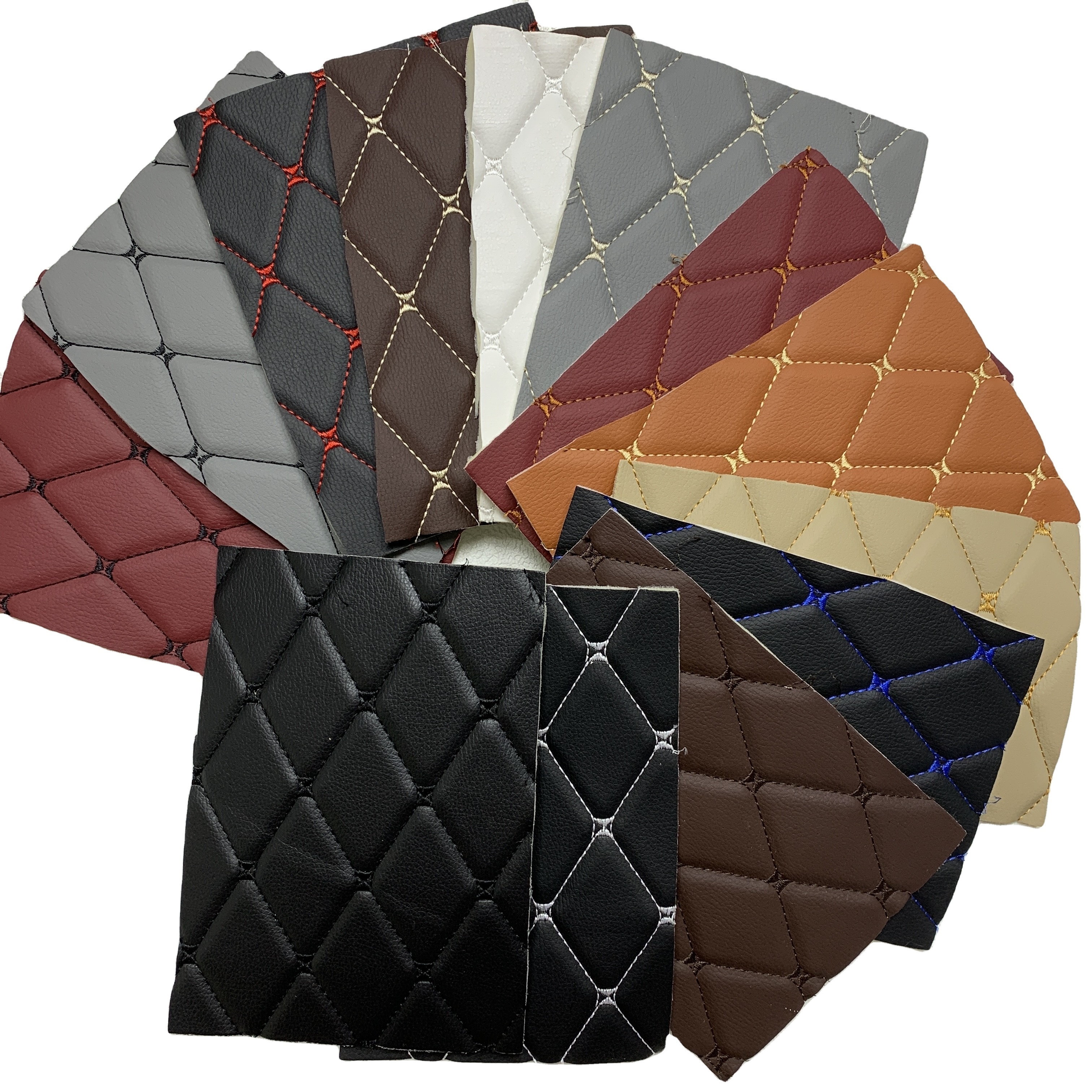 PVC sponge leather for car seat filling upholstery material covering 3D 5D car floor mats leather Diamond grain