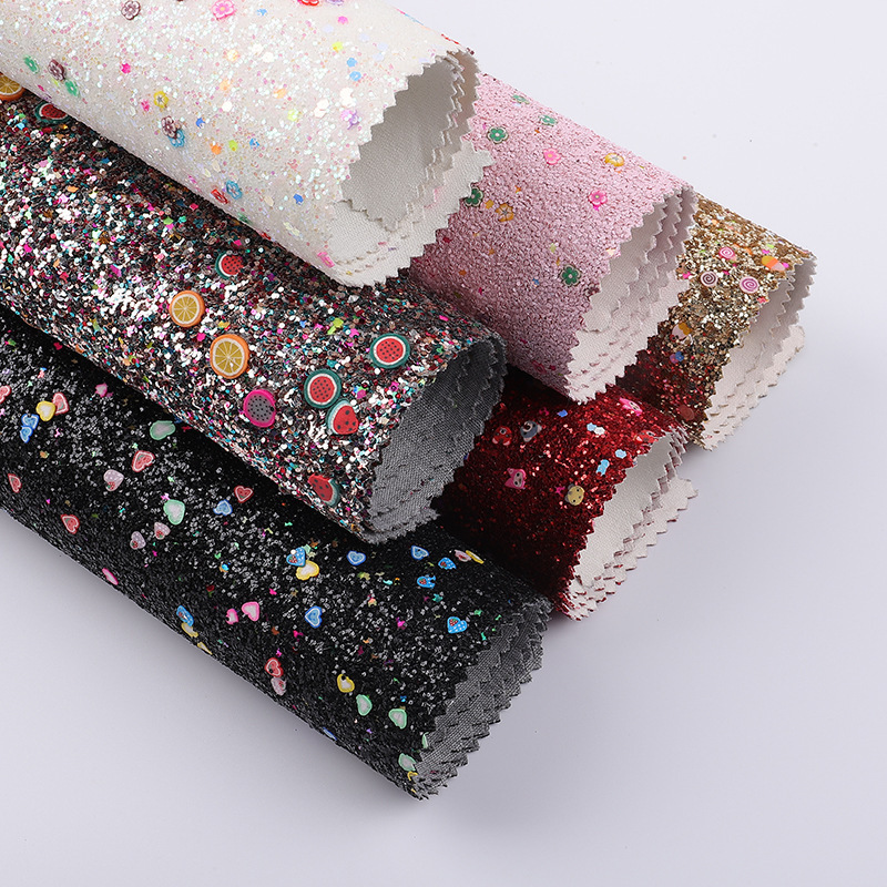 Sparkly Chunky Hexagon Mesh Synthetic Glitter Faux Leather Fabric Sheets For Shoes Bags Bow Crafts Vin