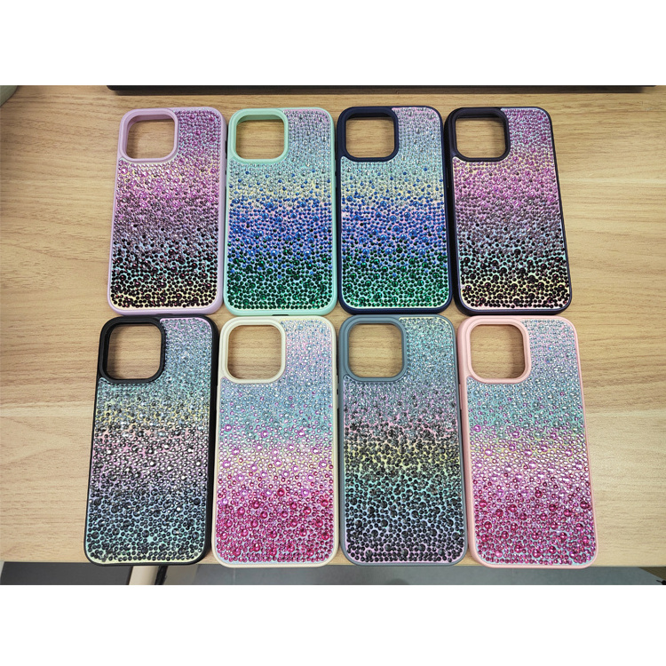 Bulk Bling TPU PC Mobile Phone Case Shining Glitter Luxury Shockproof TPU PC Phone Cover Case For iPhone 15