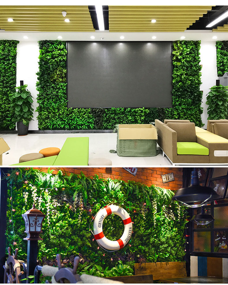 Indoor Artificial Plastic Creeper Boxwood Hedge Moss Grass Plant Vertical System Panels Leaves Green Wall For Decoration