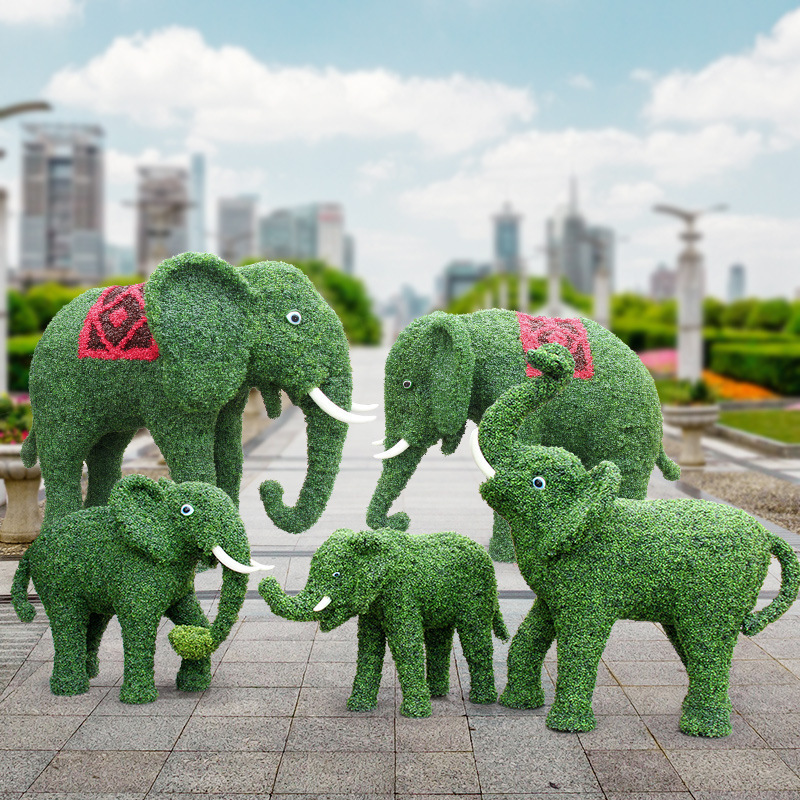 Wholesales Custom Garden Decor Gaint Artificial Green Grass Elephant Sculpture Statues