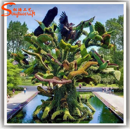 Artificial Grass Animal Topiary Wire Frame Latest Design Outdoor Outdoor Landscape Decoration Plastic Ornaments Wooden Frame