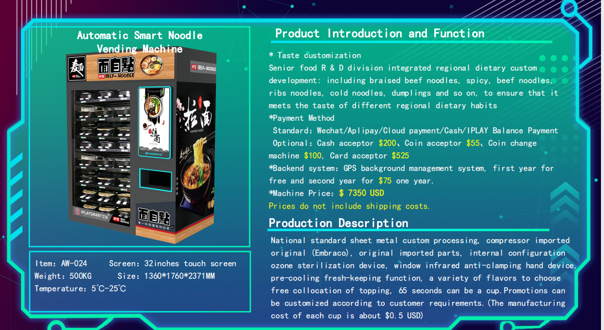 hot food/hamburger/sandwich vending machine automatic with touch screen