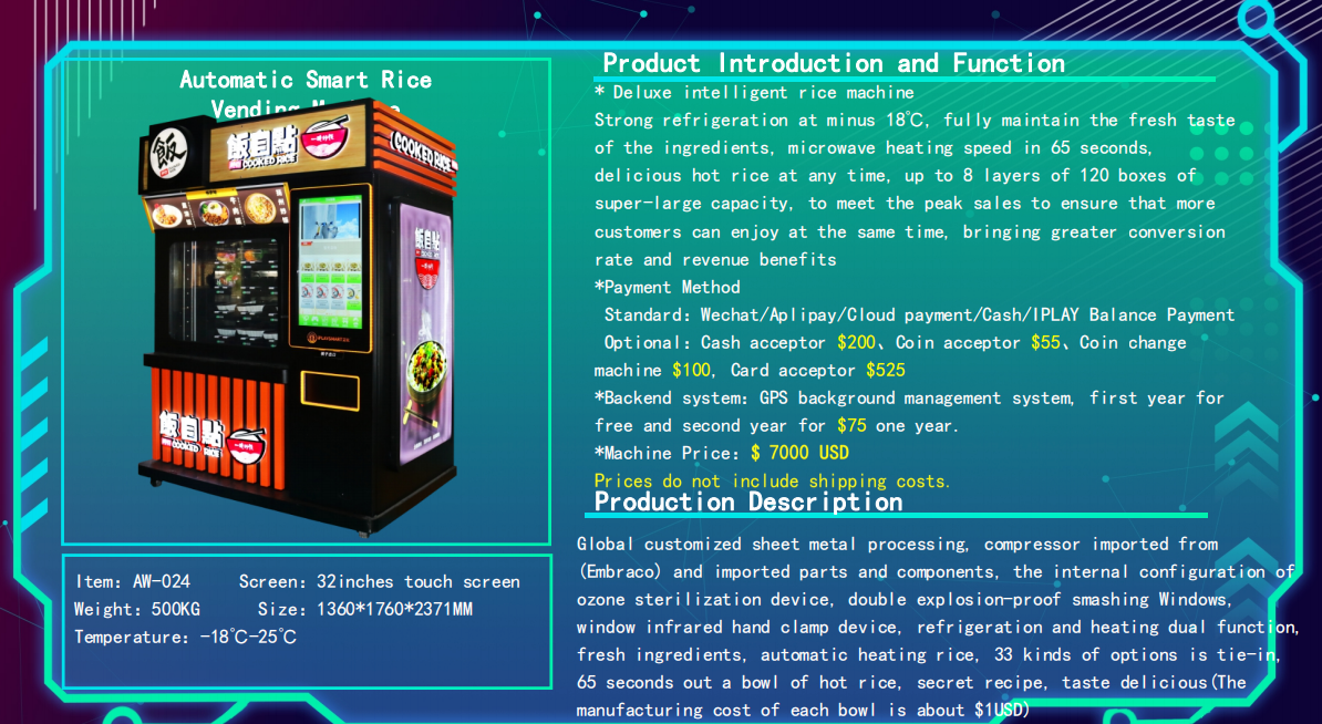 hot food/hamburger/sandwich vending machine automatic with touch screen