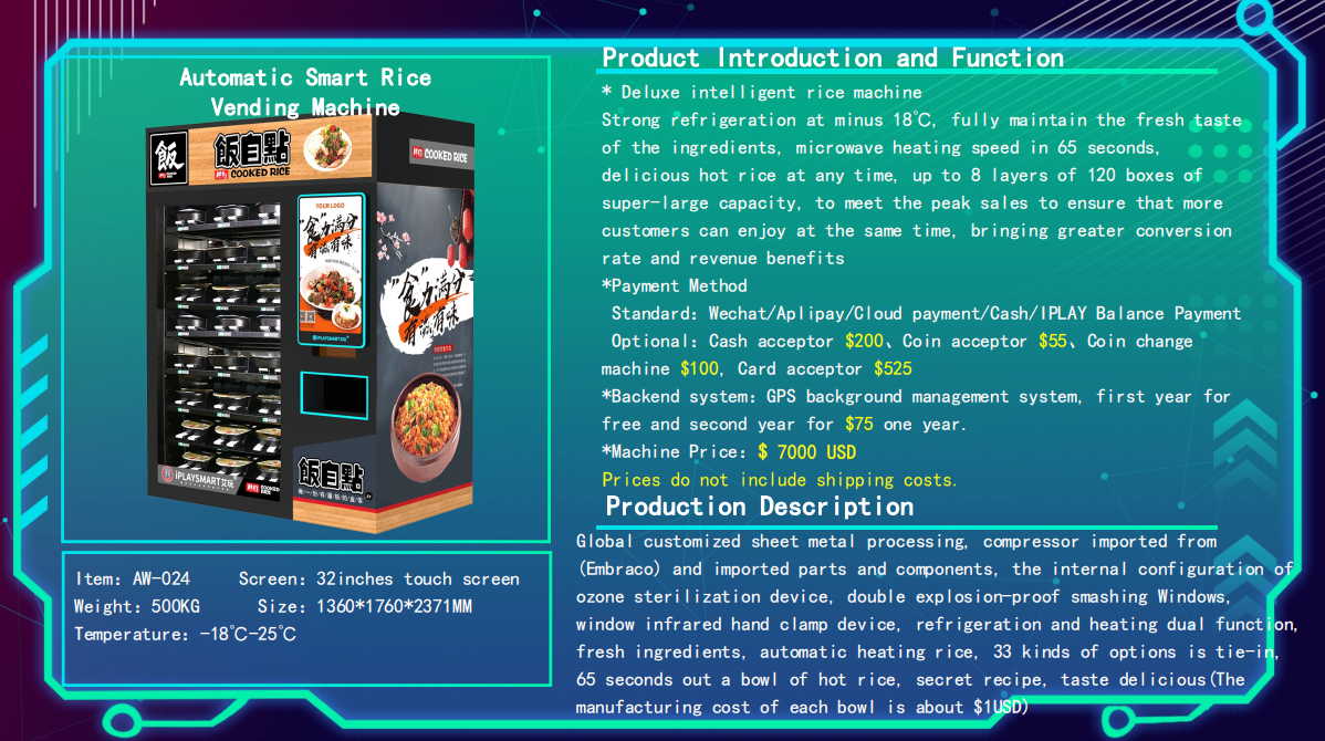 hot food/hamburger/sandwich vending machine automatic with touch screen