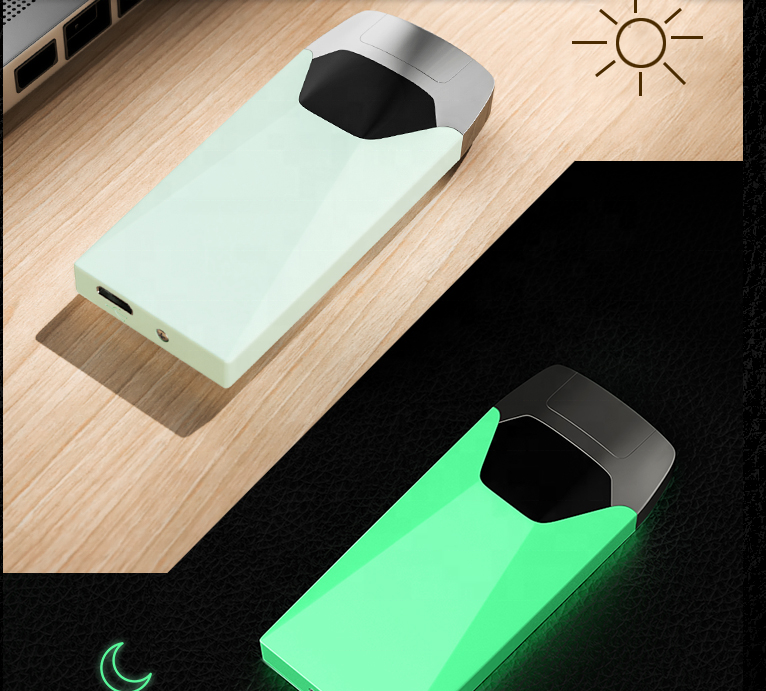 zinc alloy windproof usb rechargeable electric flameless touch induction tobacco pocket lighter