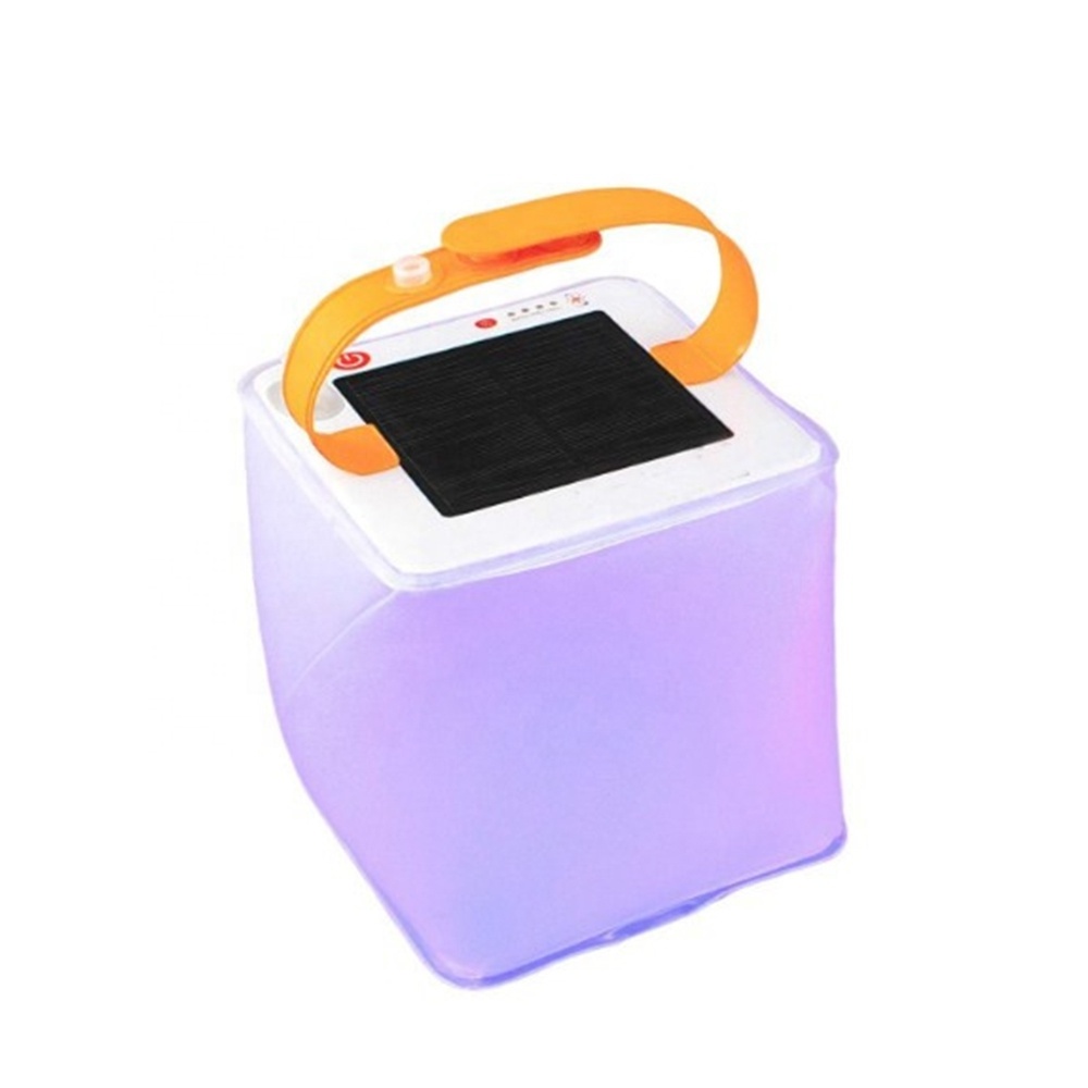 inflatable portable foldable 2 in 1 Outdoor waterproof Collapsible Solar Light Camping LED Lantern with power bank