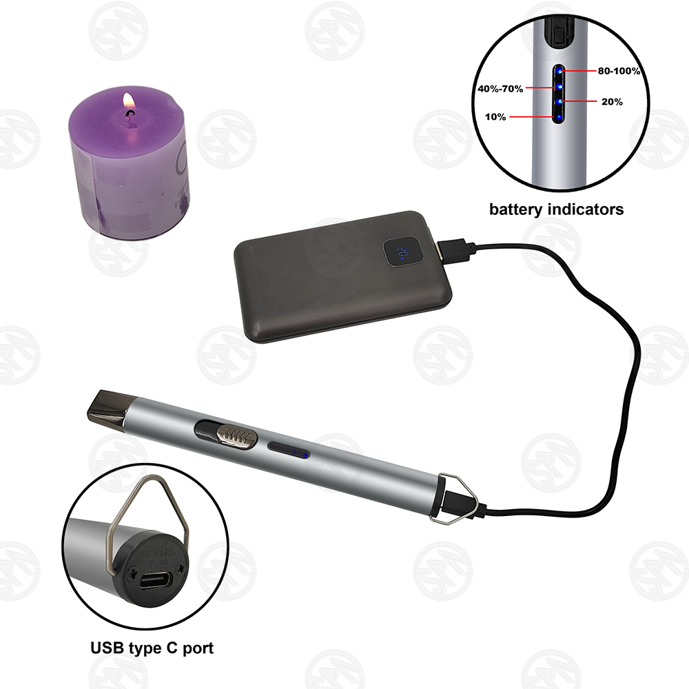 Outdoor and indoor windproof USB rechargeable electronic long arc flameless pen lighter