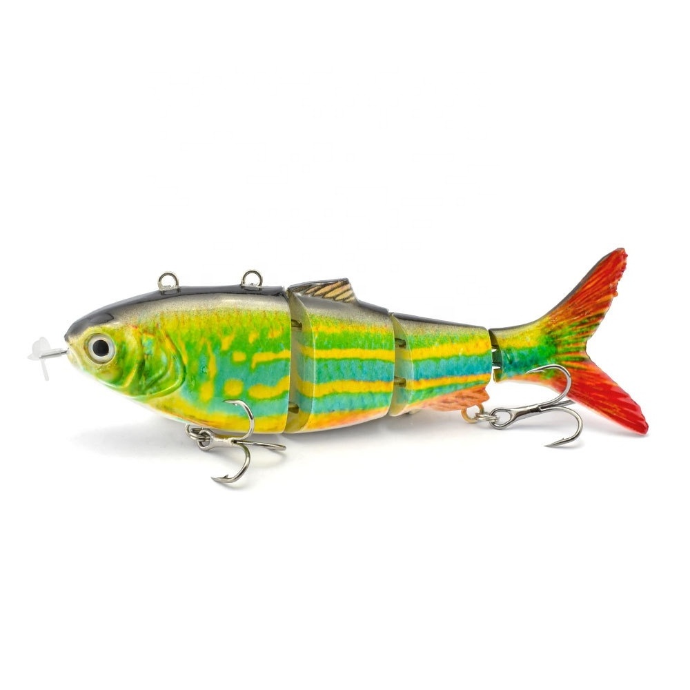 Automatic swimming Fishing Lures Multi Jointed Bait 4 Segments Electric Wobblers For Pike Swimbait Usb Rechargeable Led Light