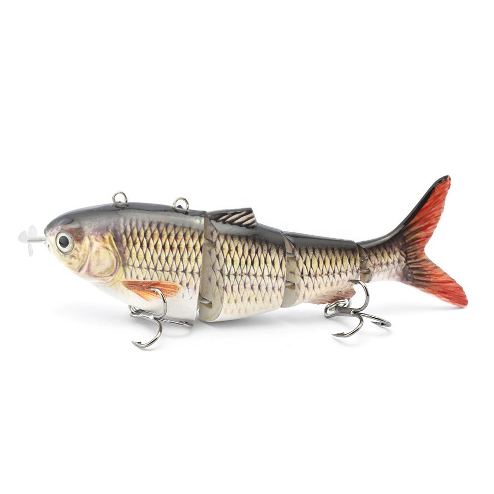 Automatic swimming Fishing Lures Multi Jointed Bait 4 Segments Electric Wobblers For Pike Swimbait Usb Rechargeable Led Light