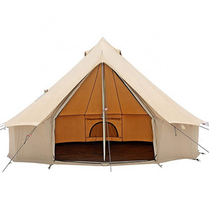 Factory Wholesale Camping Big Tents 4 Persons 280g Cotton Canvas Waterproof Outdoor Bell Tent