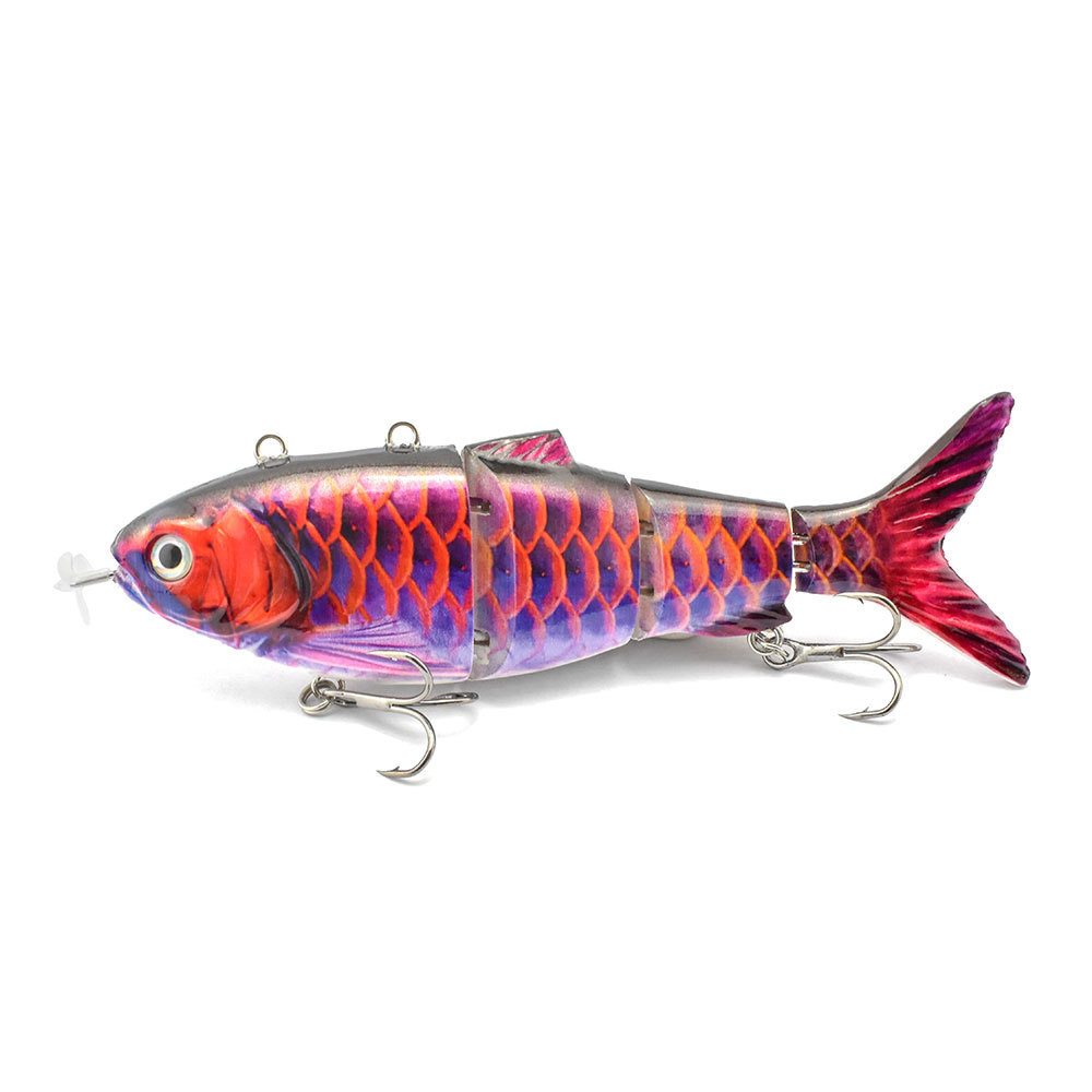 Automatic swimming Fishing Lures Multi Jointed Bait 4 Segments Electric Wobblers For Pike Swimbait Usb Rechargeable Led Light