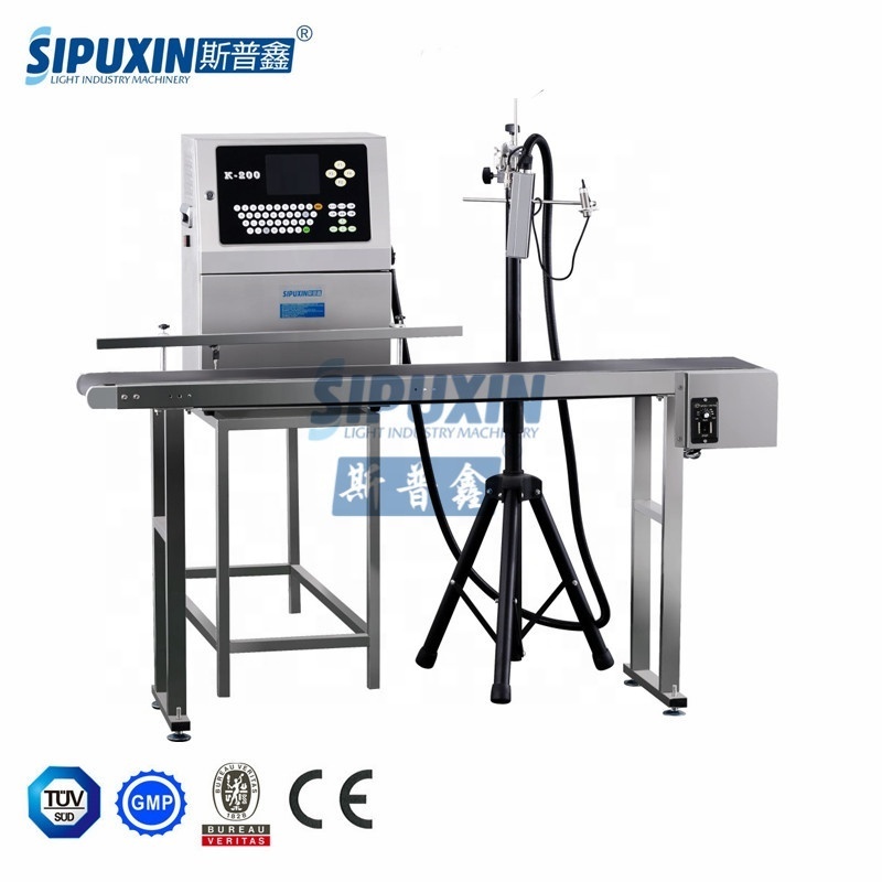 Guangzhou Sipuxin Cheap Price Automatic Continuous Inject Printing Machine Date Code Inkjet Printer Flatbed Printer Single Color