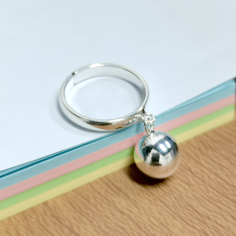 Real S925 Sterling Silver Ball Charms Finger Rings for Women Simple Fashion 925 Sterling Silver Ball Ring