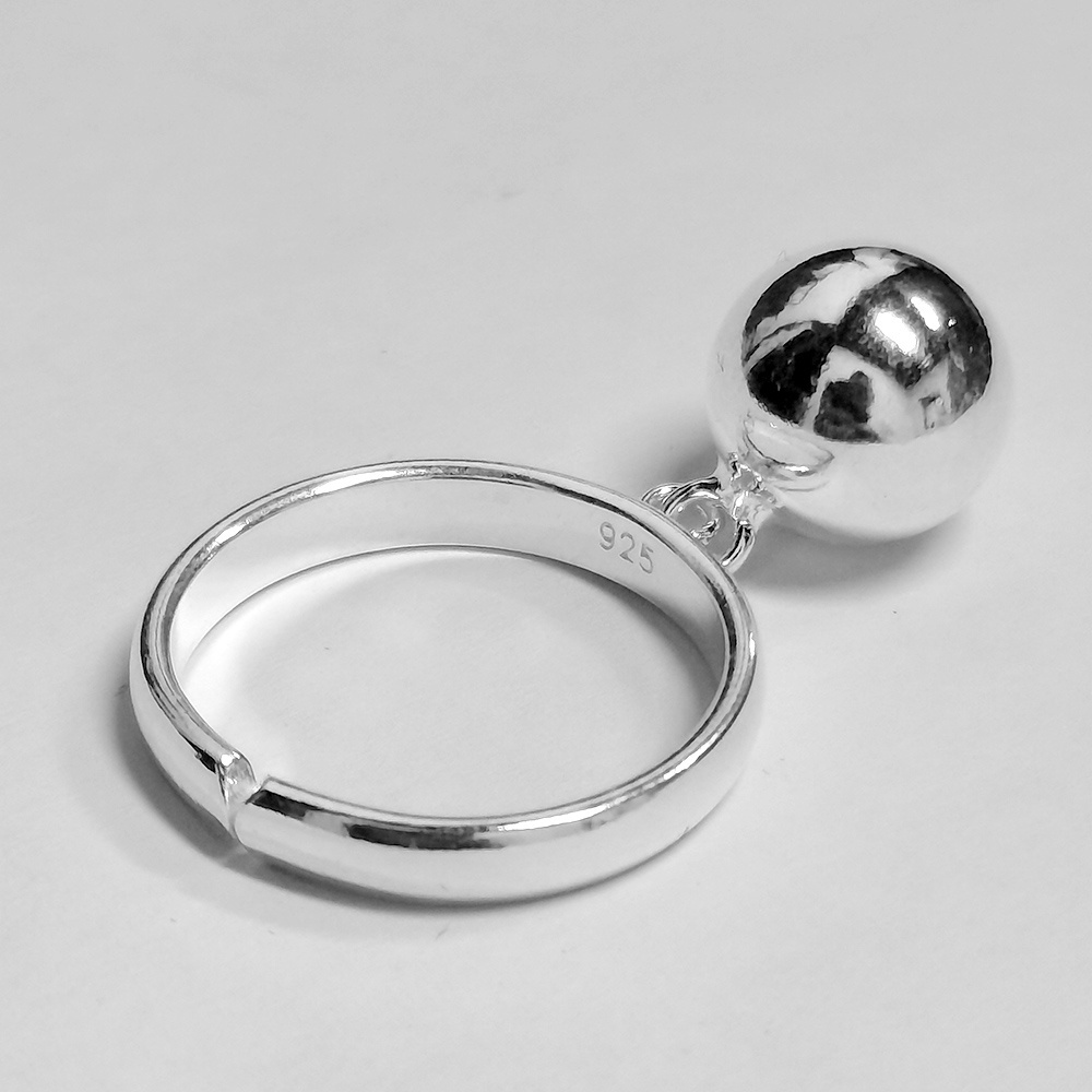 Real S925 Sterling Silver Ball Charms Finger Rings for Women Simple Fashion 925 Sterling Silver Ball Ring