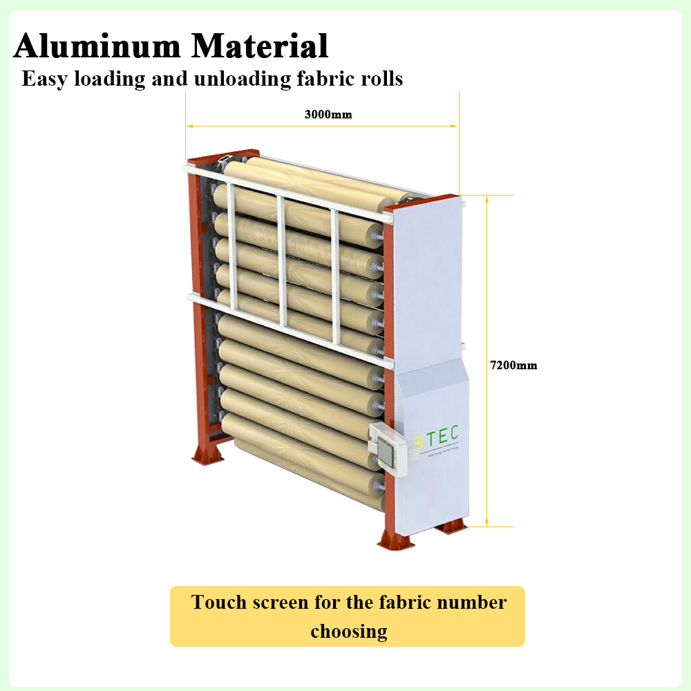 STEC Digital Touch Screen Fabric Roll Storage Carousel Roll Rack Holder Machine