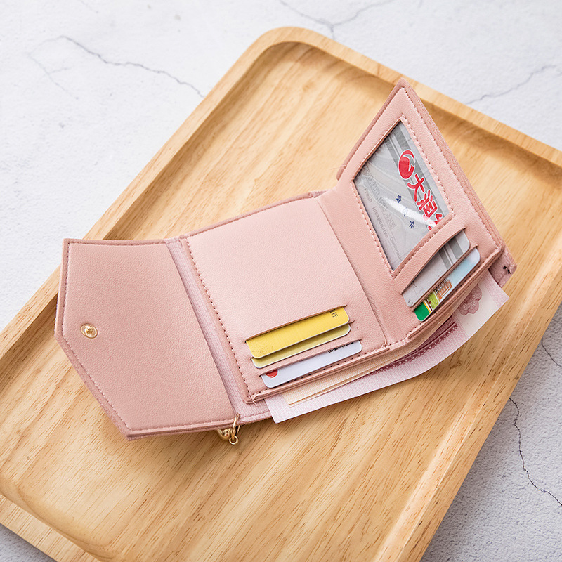 Wholesale short women's clutch Korean tassel money holder tri-fold wallet ladies coin purse female card holder wallets