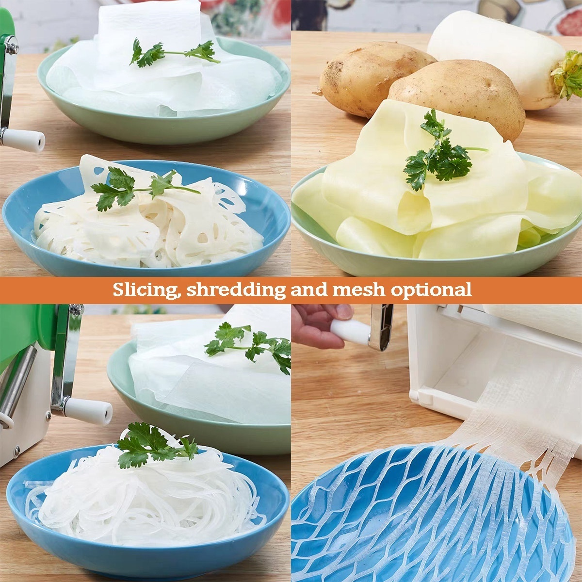 Commercial manual vegetable lotus root radish roll potato spiral shredder grater slicer machine