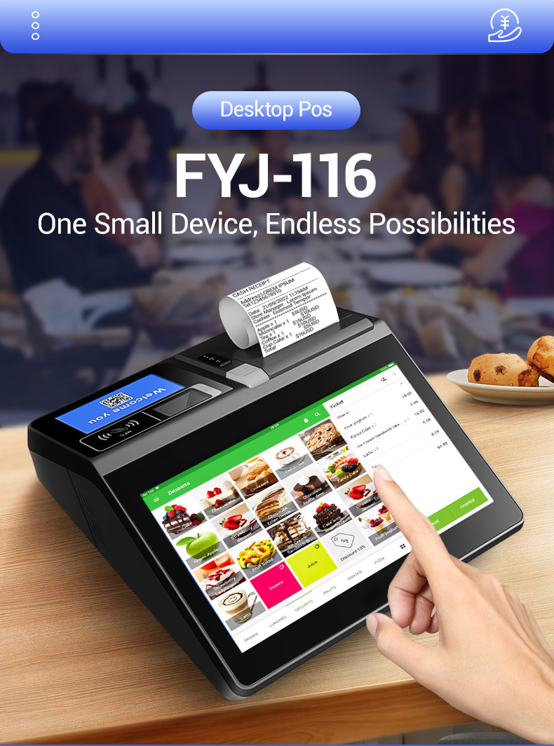 11.6 Inch Desktop Android 11 Windows 10 Mini Cash Register System Pos Tablet NFC Supermarket Atm Machine All In One Pos Terminal