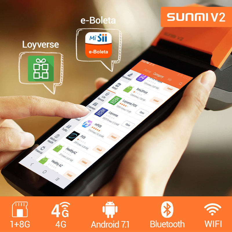 SUNMI V2 All in One Smart Pos Cashier Machine Sale Restaurant System Pos Terminal Android Pos with Printer