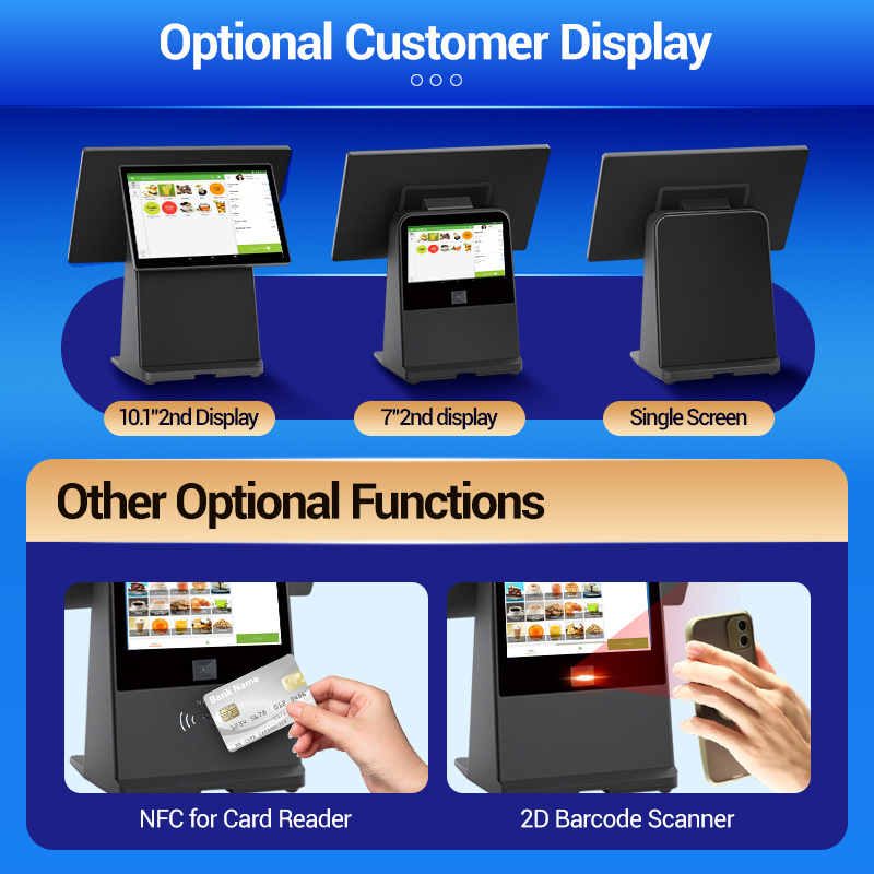 FYJ-F2 14.1'' Cash Register Touch Screen Restaurant Terminal Payment Machine All in One Windows POS Systems with Inbuilt Printer