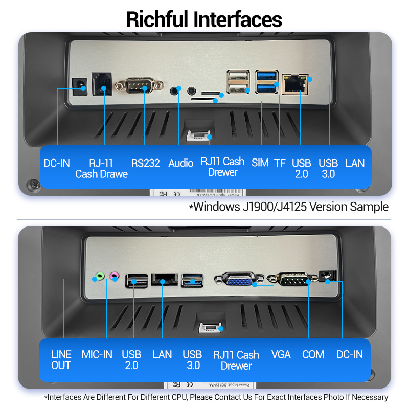 FYJ-F2 14.1'' Cash Register Touch Screen Restaurant Terminal Payment Machine All in One Windows POS Systems with Inbuilt Printer