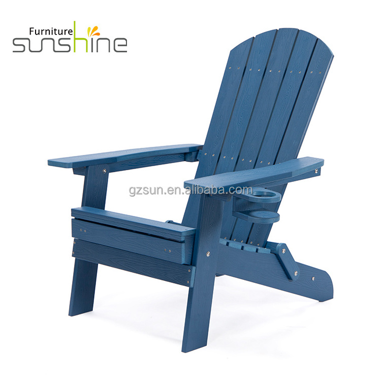 New Product Wooden Garden Chairs Folding Adirondack Chair Weather Resistant With Cup Holder