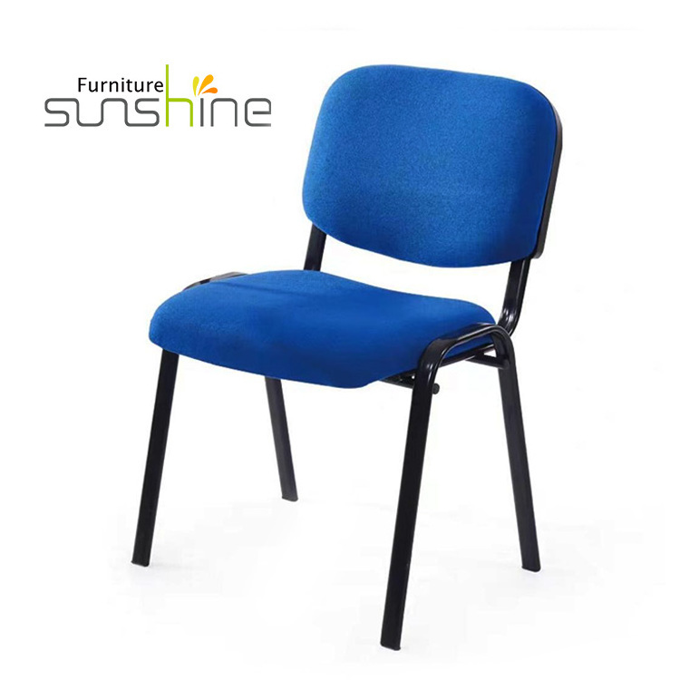 Metal Frame Fabric Armless Stacking Office Chair Stackable Visitor Training Staff Used Conference Room Guest Chair Fast Delivery