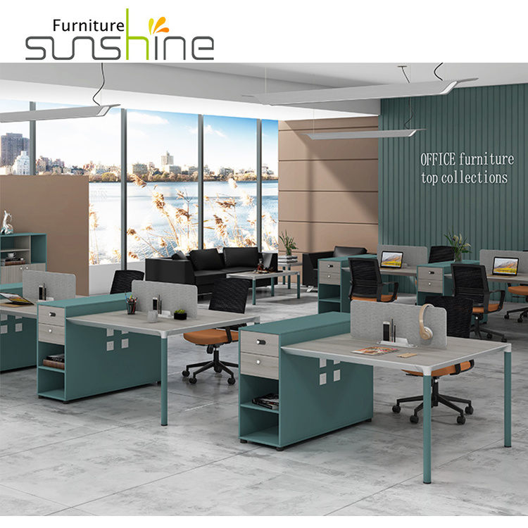 Modern Style Soundproof Staff Working Station Customized Workstations Office Cubicle For 2,4, 6 Person Workstation