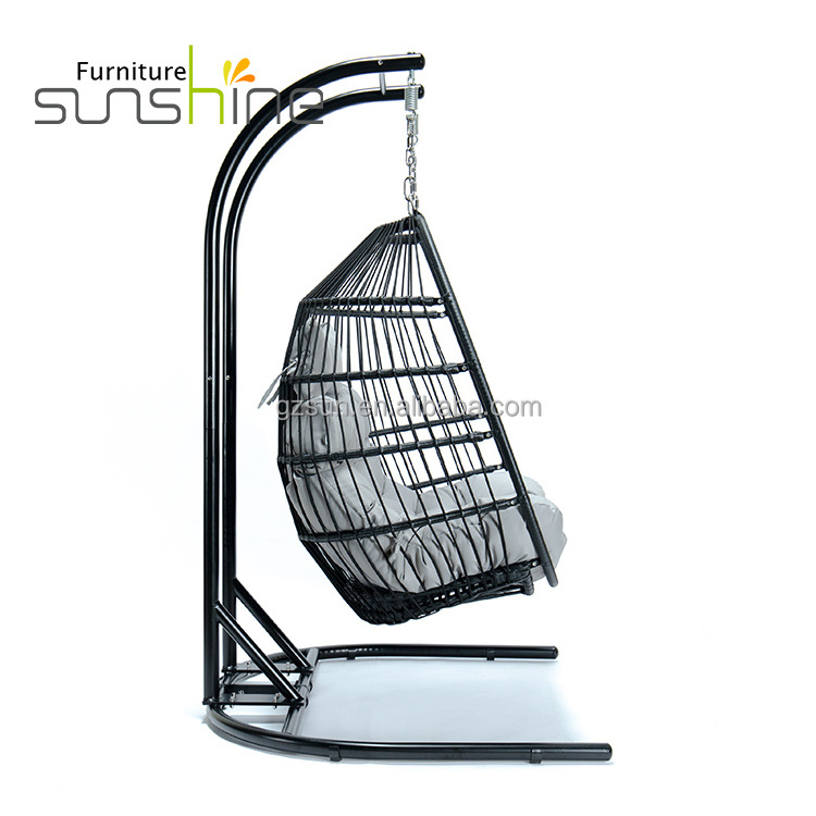 Outdoor Hotel Balcony Furniture Double swing chair foldable hammock Rattan Hanging Egg Chair